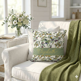 Almofada Sage Green Watercolor French Country Olive Pattern