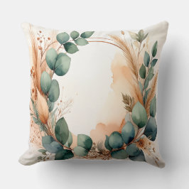 Almofada Sage Green Wreath Dried Flowers Pampas Grass