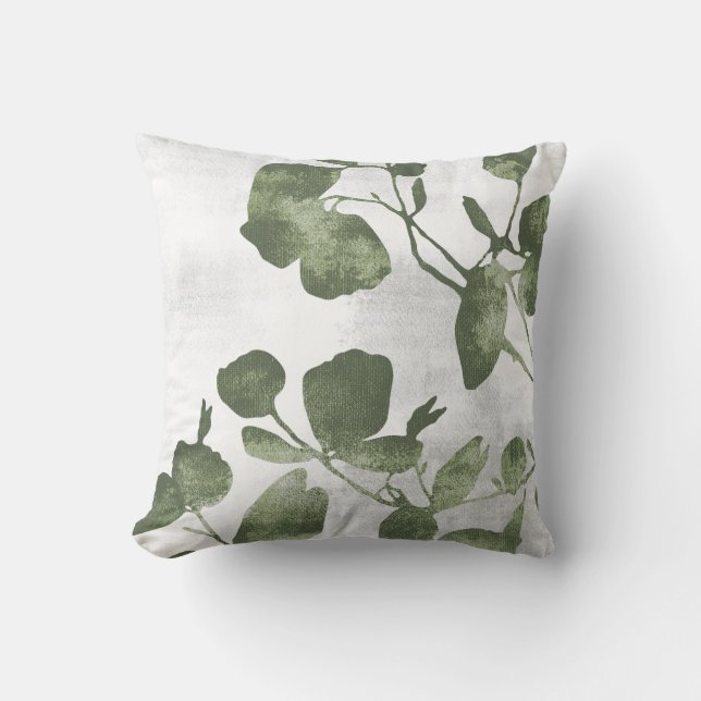 Almofada Sage Olive Green Botanical Tree Leaves (Frente)