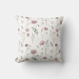 Almofada Sage Rosa Verde Flor Silvestre Aquarela