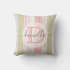 Almofada Sage Russo Verde e Madeira Floral Rosa Personaliza