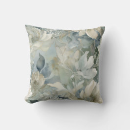Almofada Sage Verde Azul Teal Bege Floral Aquarela 40cm