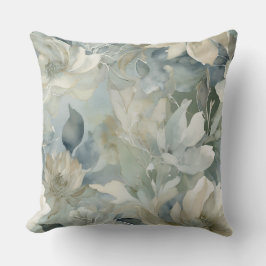 Almofada Sage Verde Azul Turquesa Bege Floral Aquarela