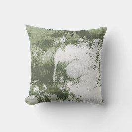 Almofada Sage Verde Oliva Textura Abstrata de Aquarela
