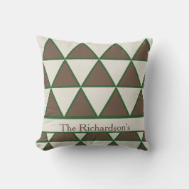 Almofada Sage Verde Personalizado Taupe Triângulo Moderno C