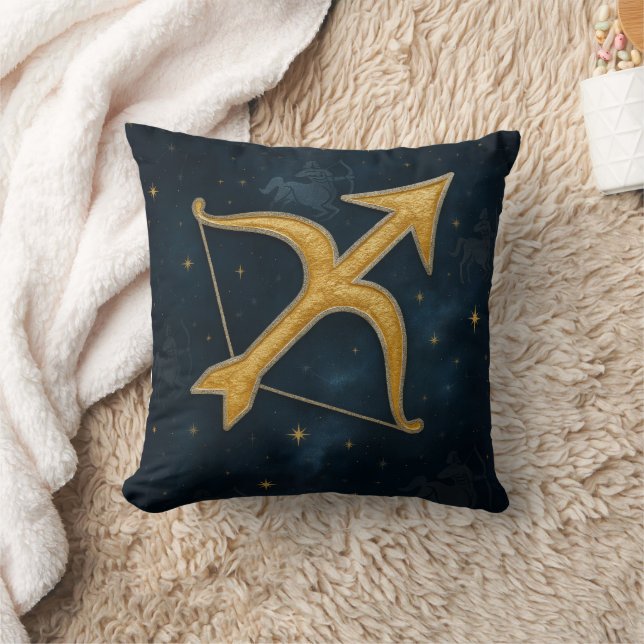 Almofada Sagitário Cósmico Zodiac Shimmering Dourado Archer (Cobertor)