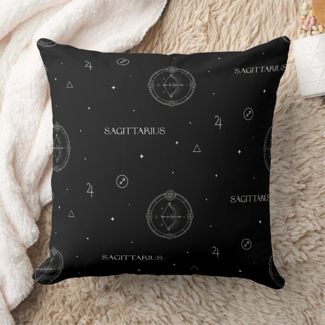 Almofada Sagittarius Zodiac Pattern in Black and White (Cobertor)