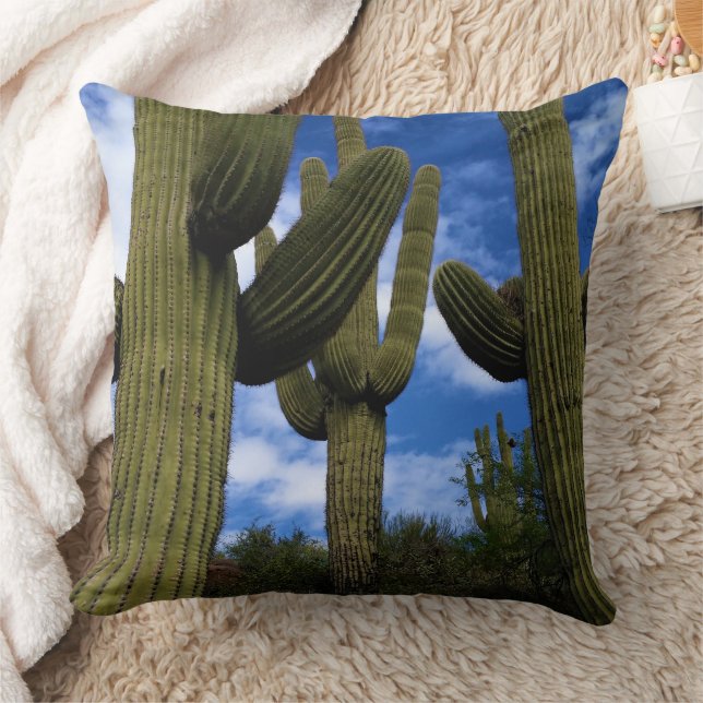 Almofada Saguaro Cactus Trio / Céu Azul e Nuvens / Arizona (Cobertor)