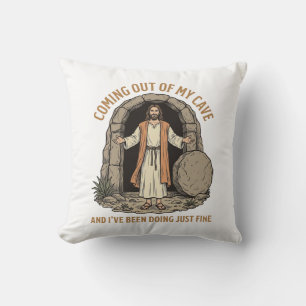 Almofada Saindo da Minha Caverna Camisa Vintage Cristã Engr