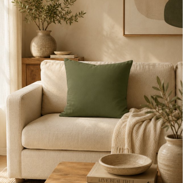 Almofada Sala de estar moderna orgânica verde oliva (Criador carregado)