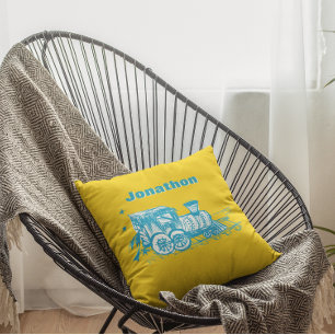 Almofada Sala de Meninos Personalizados AMARELO Choo Choo T