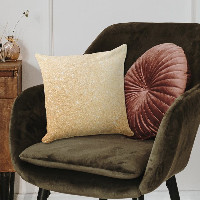 Almofada Sala de Vida Dourada de Na moda de luxo com brilho (Gold Glitter Stylish Luxury Living Room Throw Pillow
)