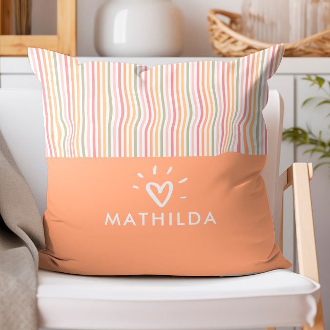 Almofada Sala moderna de crianças listradas (striped throw pillow with name)