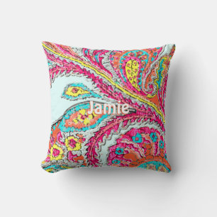 Almofada Sala Peacock Paisley Tangerine