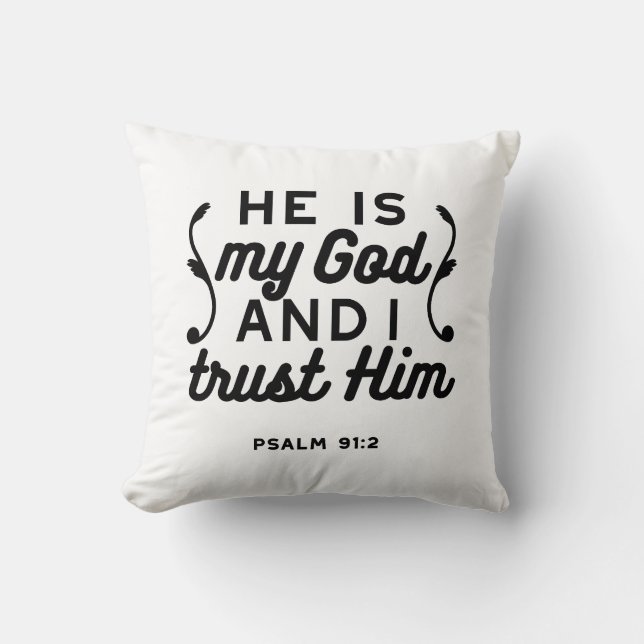 Almofada Salmo 91:2 – Confie em Deus Versículo Bíblico Cris (Frente)