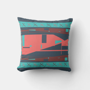 Almofada Salmon Aqua Teal Burgundy Mediterrânica Inspirou