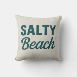 Almofada Salty Beach - Reversible Coastal Teal Ocean Print