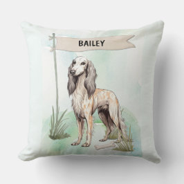 Almofada Saluki Watercolor Personalized Dog