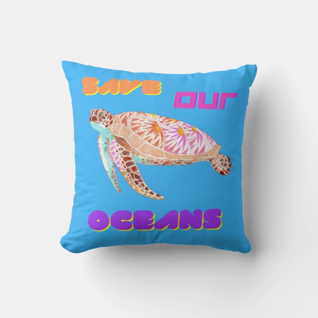 Almofada Salve nossa tartaruga oceânica (Frente)