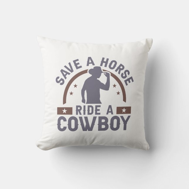 Almofada Salve Um Cavalo Monte Um Cowboy (Frente)