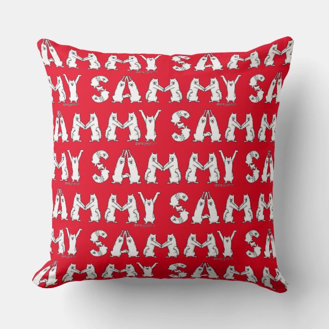 Almofada Sammy Ortografou em Letras Samoyed (Frente)