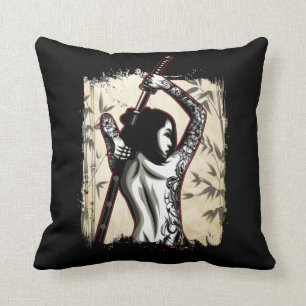 Almofada Samurai Japonesa Tatuou Mulher Guerreira