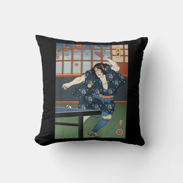 Almofada Samurai Play Mesa Tênis Ping Pong Ukiyoe (Frente)