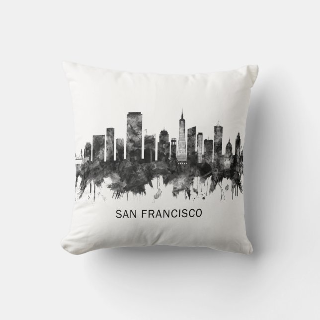 Almofada San Francisco California Skyline BW (Frente)