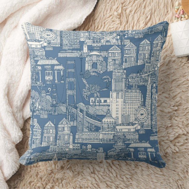 Almofada San Francisco toile de denim cobalto (Cobertor)