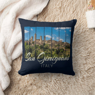 Almofada San Gimignano Toscana Itália Vinatge Panorâmica Vi