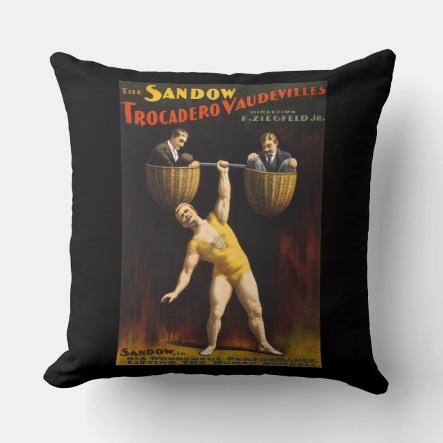 Almofada Sandow Eugen Sandow Vaudeville Weightlifter (Frente)