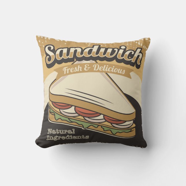 Almofada Sanduíche Clássico de Grunge Retro Vintage (Frente)