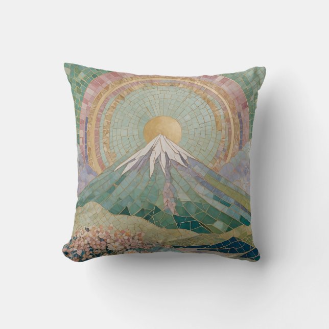 Almofada Sangue Eetano: Vulcão Mosaico Pastel na Primavera (Frente)