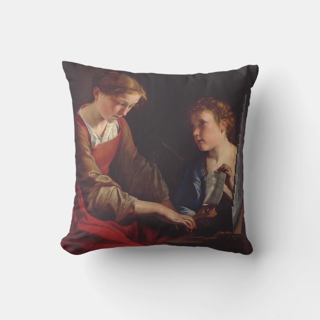 Almofada Santa Cecília e um Anjo de Orazio Gentileschi (Frente)