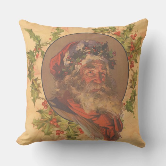 Almofada Santa Claus Christmas Vintage Portrait (Frente)