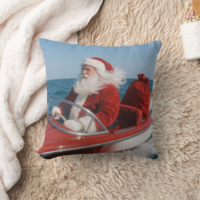Almofada Santa Claus Delivering Gifts By Speedboat (Cobertor)