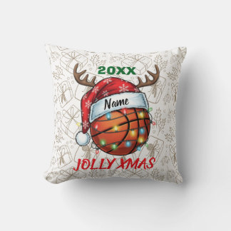 Almofada  Santa Hat Basketball Reindeer Christmas Fun Sport