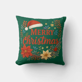 Almofada Santa Hat Merry Christmas Throw Pillow