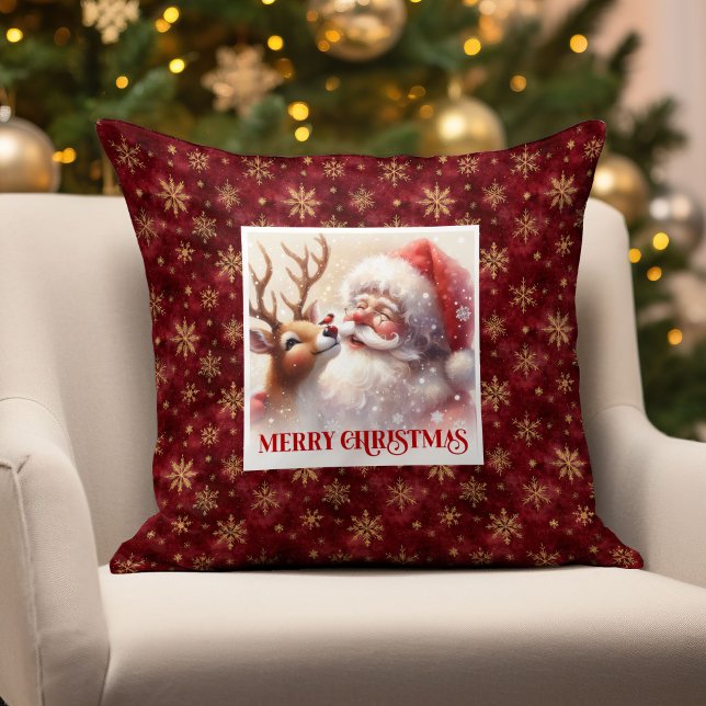 Almofada Santa Rudolph Christmas Pillow Cute Classic Design (Santa Rudolph Christmas Pillow Cute Classic Design)
