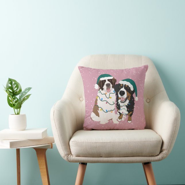Almofada Santo de Natal Bernard e Bernese Mountain Dog (Cadeira)
