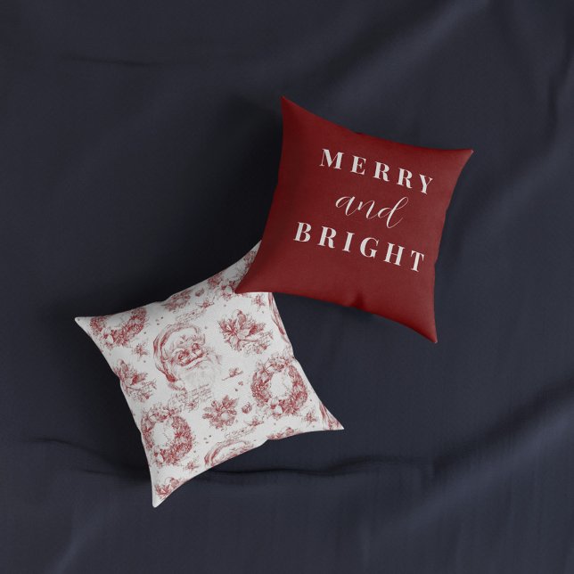 Almofada Santo Nicholas Decoupage Country Red Toile Francês (Criador carregado)