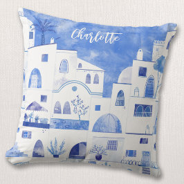 Almofada Santorini - Personalização da Aquarela Grega