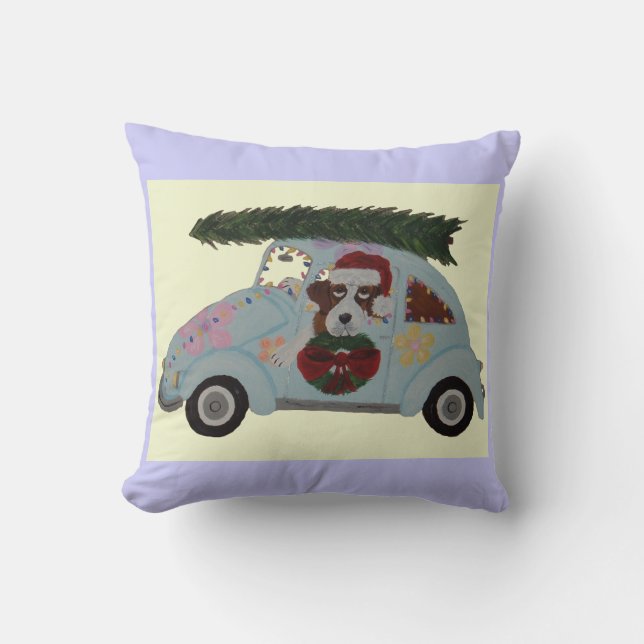 Almofada São Bernardo em carro hippie no Natal (Frente)