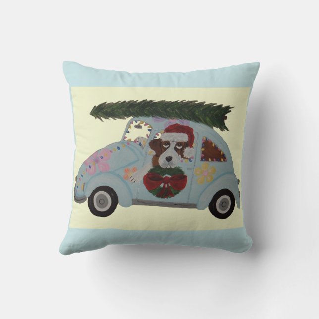Almofada São Bernardo em carro hippie no Natal (Verso)