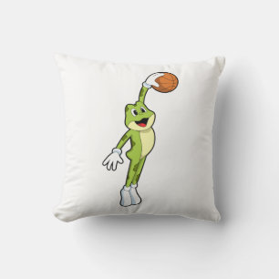 Almofada Sapo como jogador de basquete com basquetebol.