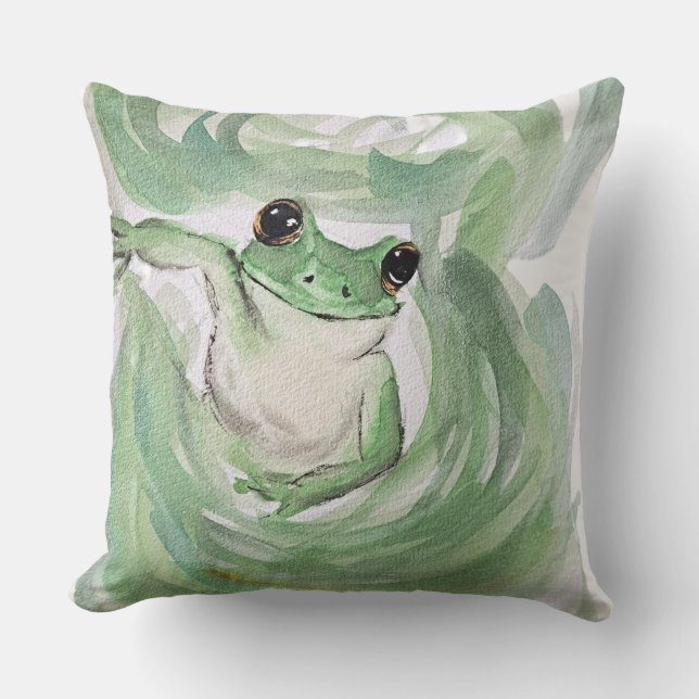 Almofada Sapo Mágico Humor Aquarela (Frente)