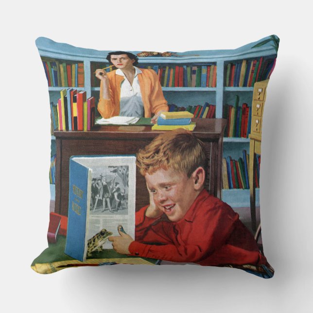 Almofada Sapo na biblioteca (Frente)