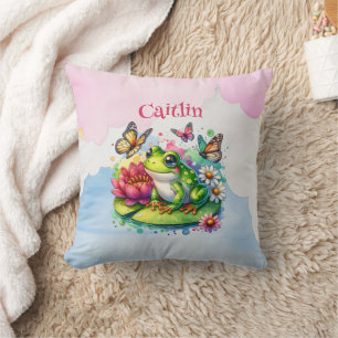 Almofada Sapo personalizado, flores e borboletas bebê