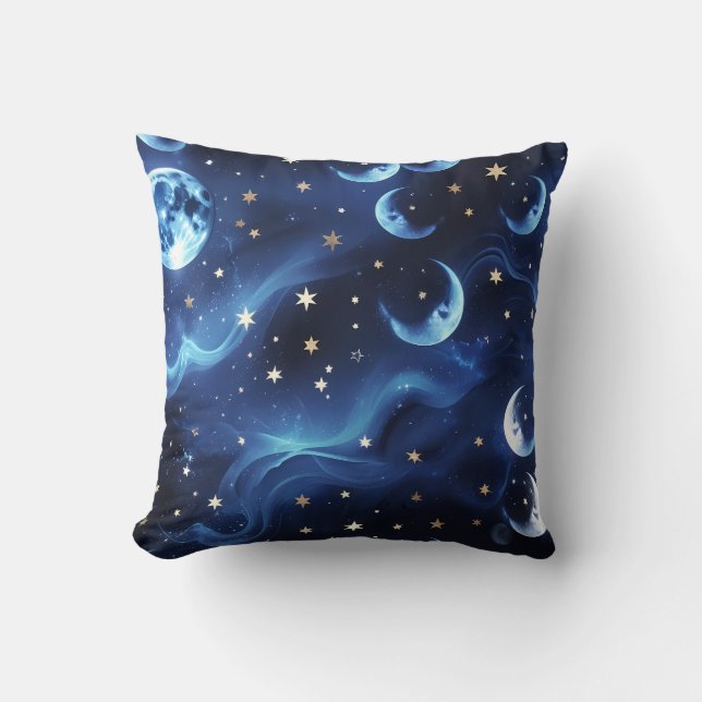 Almofada Sapphire Blue Celestial Moon Pillow (Frente)