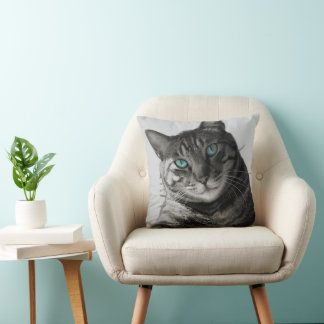 Almofada Sapphire Soul - Olhar Silencioso | Arte Felina Art